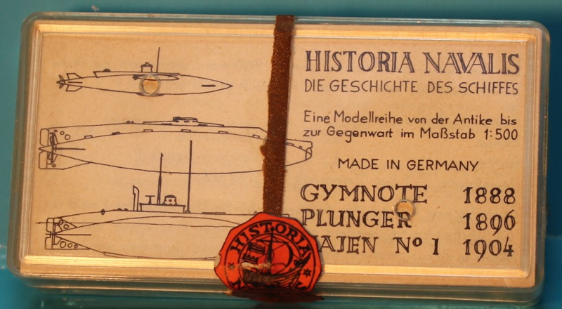 Tauchboot "Gymnote", "Plunger" und "Hajen No.1" Bausatz (je 1 St.) 1888/96/1904 Historia Navalis HN 704-706 in 1:500